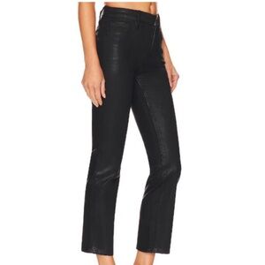 Good American Good Legs Crop Mini Bootcut Black Coated Pants 8/29